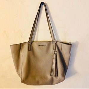 Michael Kors Grey Zip Top Tote with tassel chain